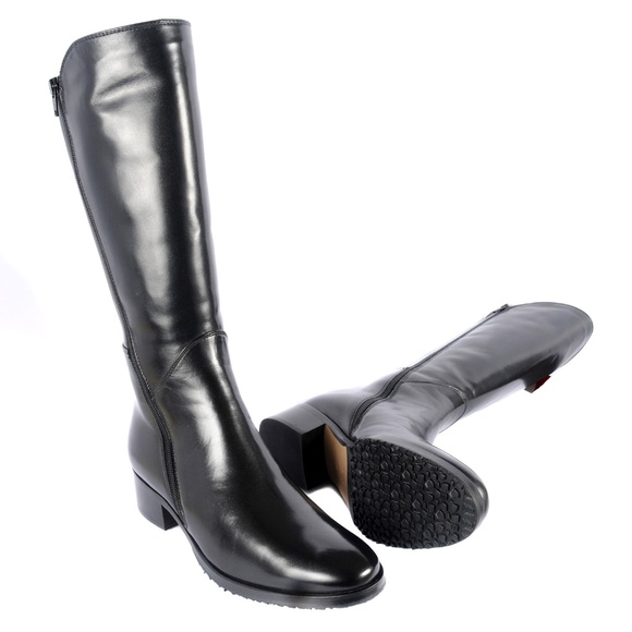 Le Pepe Napa Blk Mid Calf Boots with Shearling Fur - Picture 5 of 5